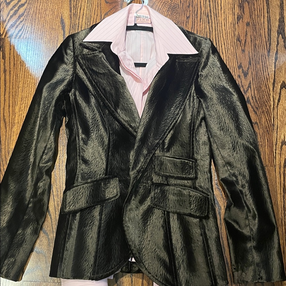 Crushed suede/velvet like gorgeous chocolate blazer